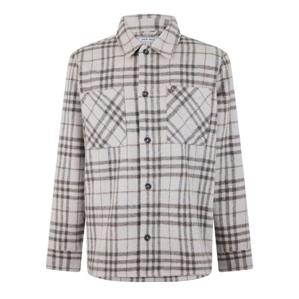 Jack Wills Mens Plaid Long-Sleeved Overshirt / Brown Check